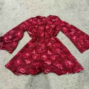 Pink Lily Red Floral Jumpsuit